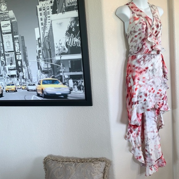 PARKER modern romantic ruffled silk dress, hi-lo, ruffles, sleeveless. M EUC - Picture 5 of 17